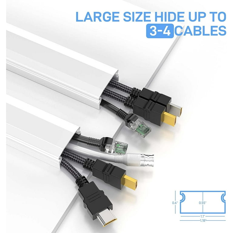 TV Cable Hider - 62.8in PVC Cord Hider Cable Management Wall, Paintable  Cable Concealer for Wall Mounted TV, Cable Raceway White Wire Hider, Wall  Wire