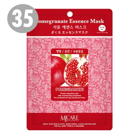 The Elixir Beauty Collagen Facial Mask Sheet Pack - Essence Face Mask with 35 Sheets - Pomegranate - Made in