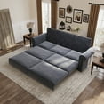 thumbnail image 4 of 93.7" Chesterfield King Pull-Out Sofa Bed, 3-in-1 Faux Leather Convertible Sleeper Couch with Nailhead Trim, Rolled Arms, for Living Room, Bedroom, Apartment, Office, Grey, 4 of 9