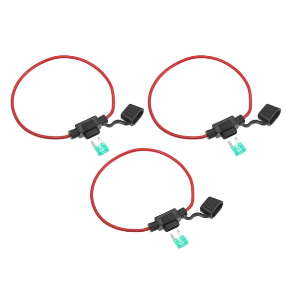 Unique Bargains 3 Set DC 12V 16 Gauge Car in Line ATC Blade Style Inline Mini Fuse Holder with 30A Mini Fuse Black