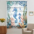 thumbnail image 2 of Seahorse Coastal Sheer Curtains 45 Inches Long, Summer Nautical Starfish Coral Grey Wooden Light Filering Curtains, Breathable Simi Curtain Privacy Drapes for Kitchen Bathroom Small Window Treatment, 2 of 9