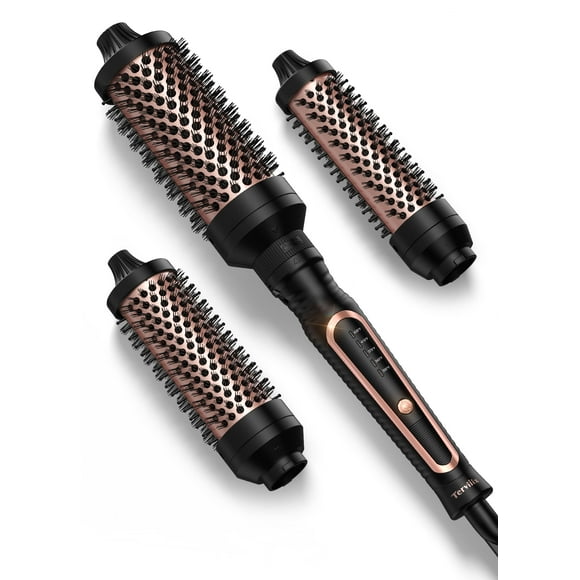 Terviiix PRO Ensemble de Brosses Thermiques pour un Style Volumineux, Brosse Ronde Chauffante Sans Soufflage avec Température Réglable, Brosse à Friser 3-en-1 avec Tête Amovible (1,25 Pieds',