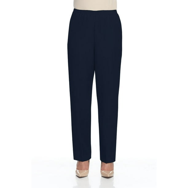 Alfred Dunner - Alfred Dunner Women's Proportioned Pull-On Pants - Medium Length, Navy, 16
