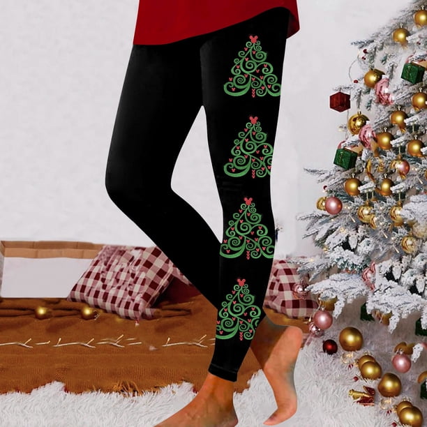 WILLBEST Leggings con Estampado de Árbol de Navidad para Mujer, Pantalones de Yoga Festivos, Ajustados, Ropa Deportiva, Mallas Cómodas para Entrenar Chica