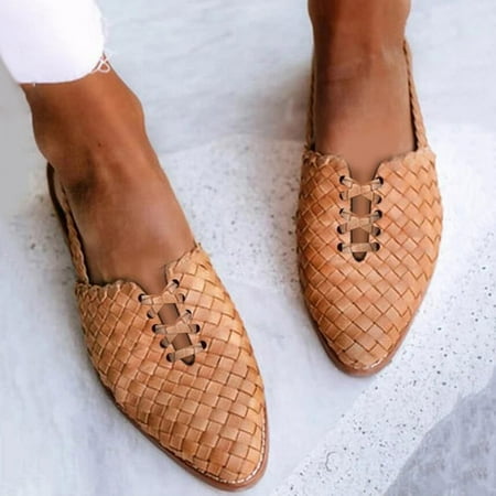 

Zpanxa Womens Sandals Pointed Flat Shoes Weave Casual Shoes Solid Comfortable Sandals Shoes Wedge Sandals for Women Khaki 43