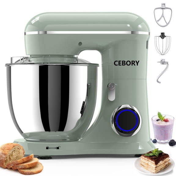 CEBORY 3-IN-1 Stand Mixer, 6.5 QT Tilt-Head 10-Speed Food Mixer, Kitchen Electric Mixer with Dough Hook, Beater, Whisk, Bowl for Most Home Cooks