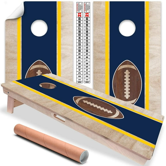 Cornhole Board Wraps and Decals for Boards Set of 2 Skins Professional Vinyl Covers Sticker - Maize and Blue Ann Arbor, Michigan Football Tailgating Cornhole Wrap Stickers Cornhole Skins Cornhole Wrap