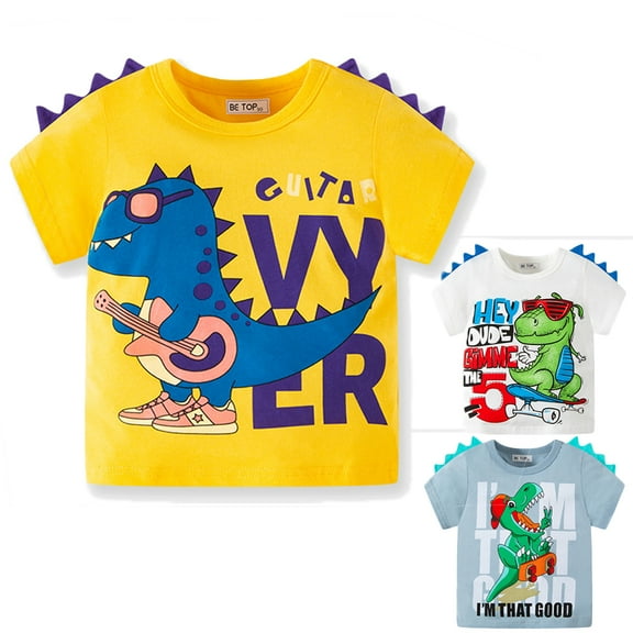 URMAGIC 2-7T Baby Boys Funny Dinosaur T-shirt Toddler Little Boys 3D Cartoon Tee Tops