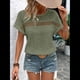 thumbnail image 5 of Blusas Bohemias de Punto con Cuello Redondo, Corta, Bordadas, con Encaje y Aberturas para Mujer Verde XXL, 5 of 9