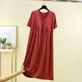 thumbnail image 2 of ZyeKqe Nightgowns for Women Built in Bra Nightdress Short Sleeve Loungewear Button V Neck Sleep Shirts Loose Comfy Sleepwear, 2 of 3