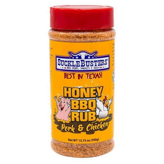 SuckleBusters Honey BBQ Rub: Award-Winning Sweet & Smoky, Sweet-Honey Seasoning for Pork & Chicken, Gluten-Free, No MSG Shaker (13.75oz)