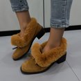 thumbnail image 4 of NECHOLOGY Botas Mujer Adulto Femenino Zapatos Botines mujer Botas de tobillo de tacón grueso con decoración de de gamuza sólida de felpa de invierno a la moda para mujer (Brown, 8), 4 of 7