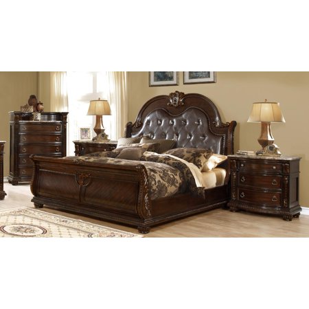 Amber Dark Cherry Finish Tufted Cal King Bedroom Set 3Pcs McFerran B9500-CK