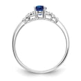 thumbnail image 2 of 14K White Gold Ring Band with Stones (09) September Sapphire Oval Blue Diamond Round, Size 9, 2 of 5