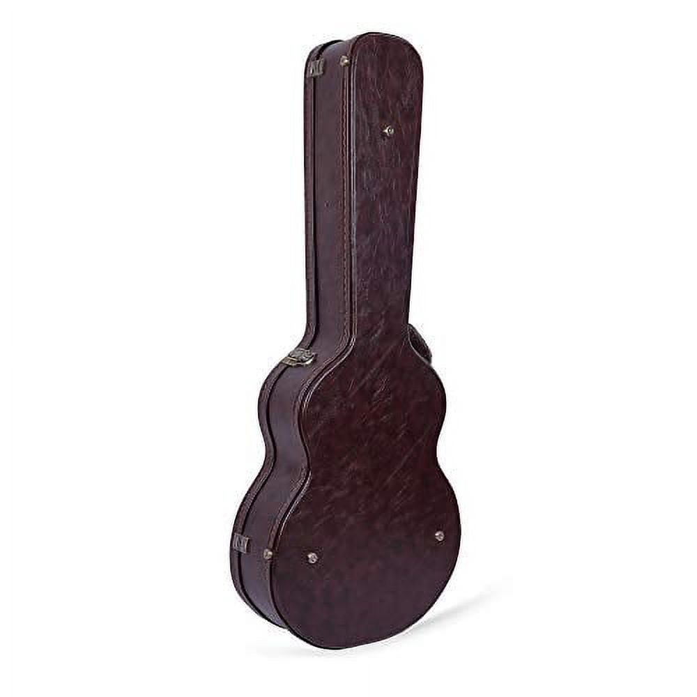 Crossrock Case-Hard-Shell Wooden Guitar Case-Fits OM/Martin 000-14 Fret Acoustic Guitars-Stainless Steel Latches，Sponge Lining, Metal Feet，Storage Space-Brown