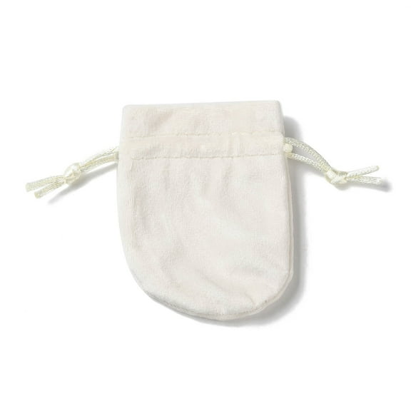 20 pc Velvet Storage Bags Drawstring Pouches Packaging bag Oval Floral White 8.5~9x6.5~7cm