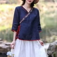 thumbnail image 4 of Drovellove Plus Size Women's Oversized V Neck Hooded 3/4 Length Sleeve Tee - Casual Cotton Linen Top for Summer Outings, 4 of 4
