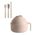 thumbnail image 1 of 1 Set Practical Multi-use Noodle Bowl Large Capacity Ergonomic Plastic Food Bowl for Kitchen Dinner Bowl Beige, 1 of 10