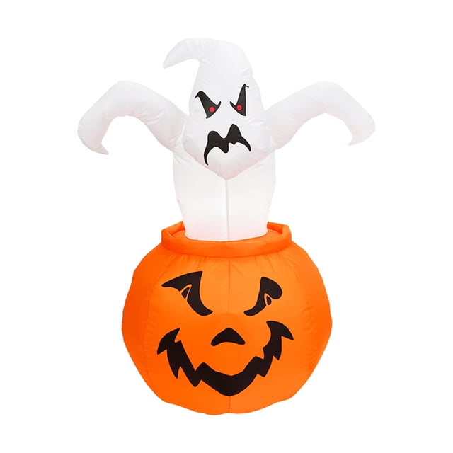 Graflsoa 1.8m Glowing White Ghost Pumpkin Inflatable for Halloween - Perfect Indoor/Outdoor Decoration with LED Lights, Weatherproof Design, and Easy Setup