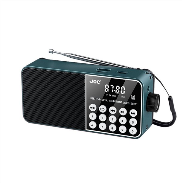 Altavoz Portátil con Radio Compatible con Tarjeta TF, Radio FM Digital, Pantalla LED, Reproductor de MP3 Estéreo para Personas Mayores, Color Azul Pavo Real.
