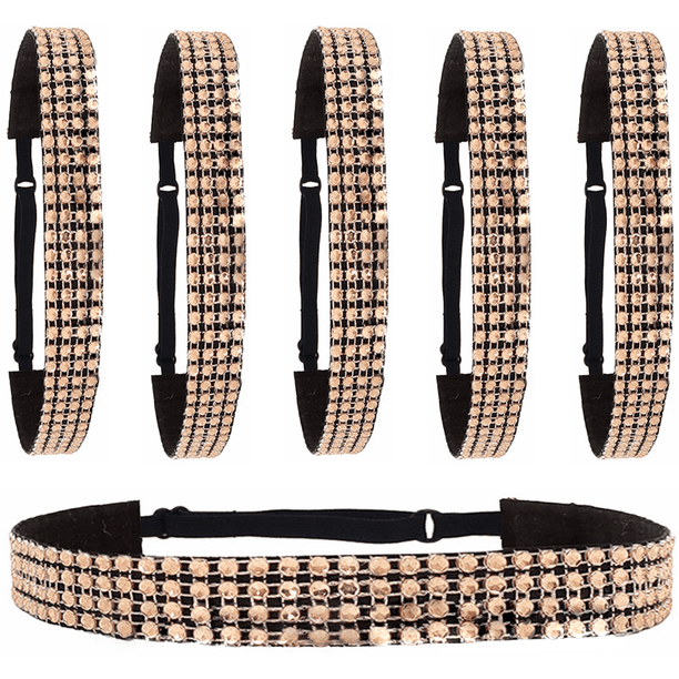 6 piezas de diadema con purpurina, diadema de fieltro antideslizante con diamantes de imitación, diadema de tela para mujer, diadema para deportes y yoga