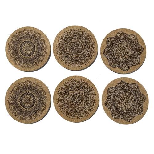 Travelwant 6Pcs/Set Cork Coasters for Drinks Absorbent Cute & Funny Large  Round Outdoor Cup Coasters for Wooden Table Protection, Coffee Trivet, Cups