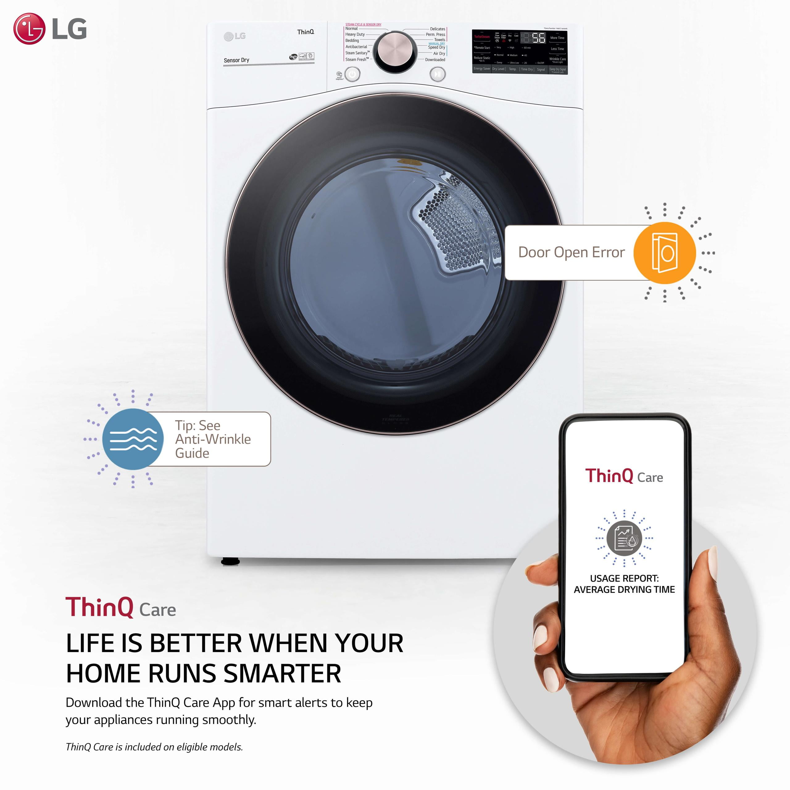 LG DLGX4001W 7.4 Cu. Ft. White Ultra Large Capacity Smart Front Load Gas Dryer