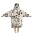 thumbnail image 2 of Beige Butterfly Plant Pattern Blanket Hoodies for Kids 6-13YR Oversize Wearable Blanket Hoodies for Boys Girls Teens, 2 of 7