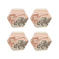 thumbnail image 1 of Vsdgher Combine harvester working with tractor Print Leather Coasters for Drinks, Durable Drink Coasters 4 Set for Tabletop Protection, Luxurious Home Décor and Housewarming Gift-Hexagon, 1 of 6