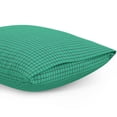 thumbnail image 4 of Mainstays Kids 100% Cotton Percale Bed Sheet Set, Twin, Green Grid, 3 Pieces, 4 of 7