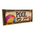 thumbnail image 1 of Framed Pool Party 4"x12" Metal Sign, Wall Décor for Porch, Patio, and Deck, 1 of 4