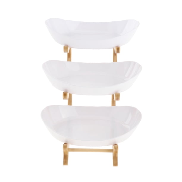 Elegante frutero, estante organizador para postres, aperitivos y bocadillos. 3 niveles blanco