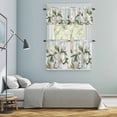 thumbnail image 6 of White Floral Kitchen Curtains Valances and Tiers Set of 3 Magnolia Green Leaf Tier Curtains and Valance with Rod Pocket for Small Windows, 27.5"x36", 6 of 9