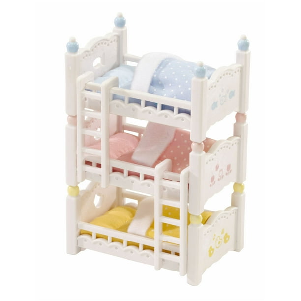 Calico Critters Triple Baby Bunk Beds, Dollhouse Furniture Set