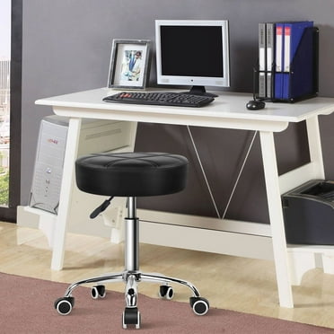 KKTONER Round Swivel Stool with Wheels Adjustable Height Drawing Salon Tattoo Work Office Massage Stool Chair Black