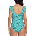 thumbnail image 6 of Yiaed Beautiful Seashells Print Women's Ruffled One Piece Swimsuit V Neck Swimwear Slimming Monokini for Woman-XX-Large, 6 of 8