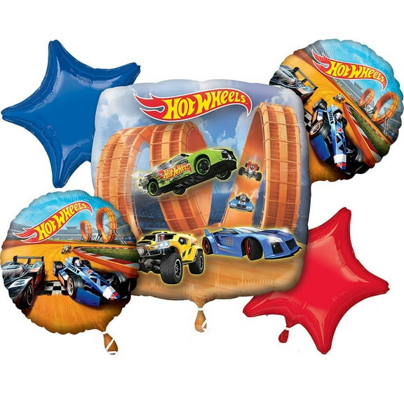 Hot Wheels 5pc Birthday Party Racer Bouquet of Balloons