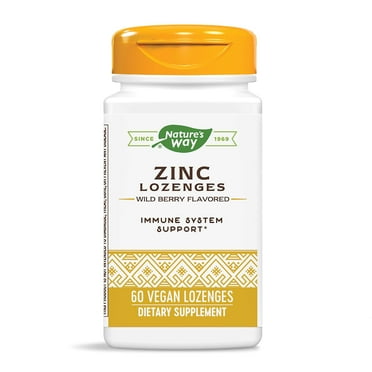 Natures Way Zinc Lozenge with Echinacea & Vitamin C Wild Berry Flavor 60 Lozenges