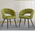 thumbnail image 3 of Set of 4 Green Modern Chair with Golden Color Iron Tube Legs, Soft Cushions and Comfortable Backrest, Suitable for Dining Room, Living Room, Cafe (Green), 3 of 9