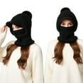 thumbnail image 5 of Eespoir 3 In 1 Knitting Hat With Scarf And Mask, Fleece Lined Balaclava, Winter Face Cover Hood, For Skiing, Snowboarding, Motorcycling, Cold Weather Outdoor Work(F), 5 of 7