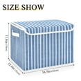 thumbnail image 3 of Blue and White Shirt Fabric Stripes Foldable Storage Bin with Lid and Handle Collapsible Storage Box 16.5 x 12.6 x 11.8 inches, 3 of 7