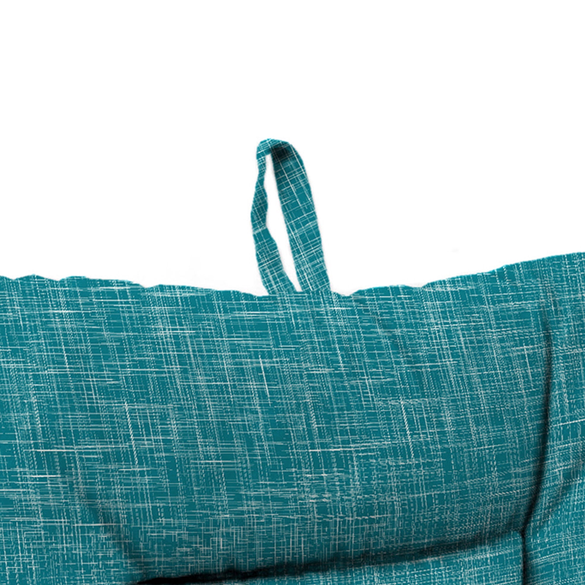Jordan Manufacturing 38" x 21" Sketch Opal Teal Crosshatch Rectangular Outdoor Wrought Iron Chair Cushion with Ties and Hanger Loop