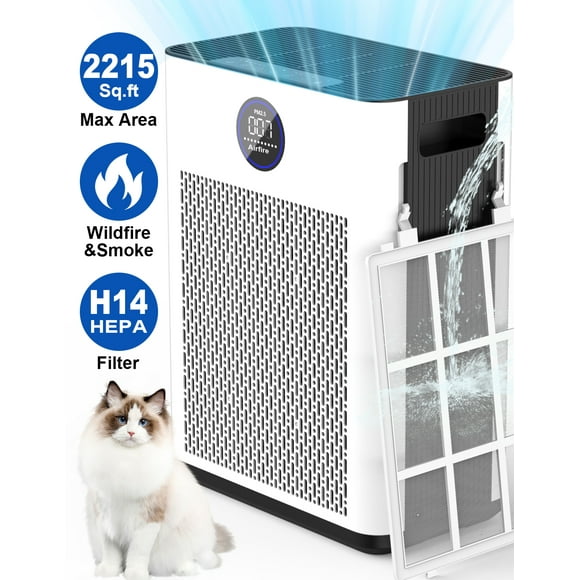 AIRFIRE H14 HEPA Air Purifiers for Home up to 2215 Sq.ft, Air Purifier for Allergies and Asthma, Pollen, Wildfire/Smoke, Pet Dander & Odour, Dust, Model AP304, White