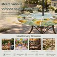 thumbnail image 6 of Round Outdoor Tablecloth with Umbrella Hole and Zipper, Sunflower Tablecloth with Elastic Waterproof, Summer Eucalyptus Botanical Floral Teal Wood Patio Table Covers for 36" - 44" Picnic Pool Tables, 6 of 9