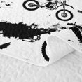 thumbnail image 5 of Manfei Sporty Motorcycle Quilt King,Checkerboard Pattern King Coverlet Set,White,3-Piece, 5 of 7