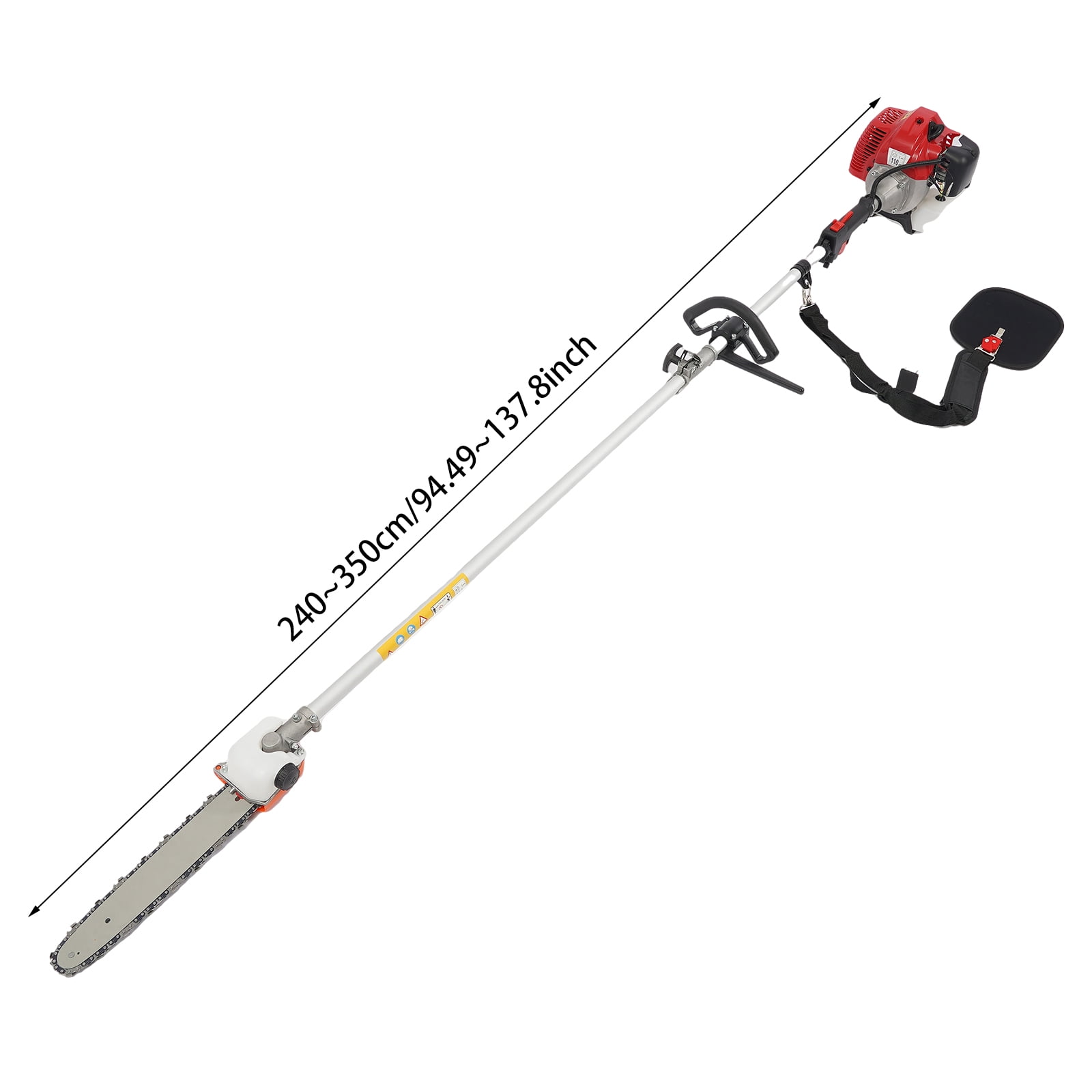 Durable Garden Trimmer – 1.25kw Engine, Adjustable 7.87-11.48ft Long Pole, and Manganese Steel Saw Chain