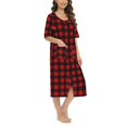 thumbnail image 4 of Valcatch Women's Zipper Robes Half Sleeve Below the Knee Lightweight Plaid Loungewear with Pockets S-2XL, 4 of 6