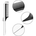 thumbnail image 2 of 2 Pack Rat Tail Comb,Anti Static And Heat Resistant Teasing Lightweight Comb For All Hair Types, 2 of 6