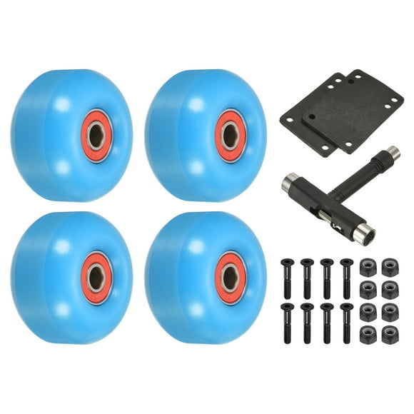 Juego de ruedas y rodamientos de patineta Uxcell de 52mm, ruedas de calle para patinetas, ruedas de crucero 95A, azul rojo, paquete de 4