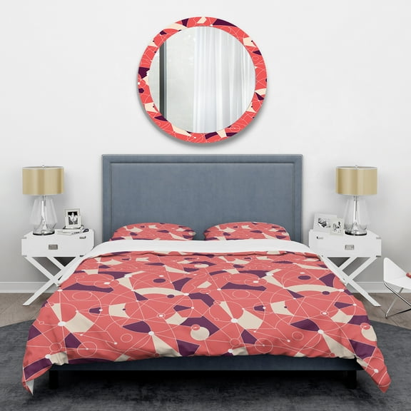 Designart 'Retro Geometric Grid I' Mid-Century Modern Duvet Cover Set